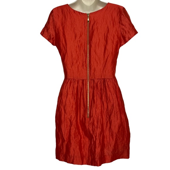 Corey Lynn Calter Mini Dress Orange Short Sleeve V Neck Zip Back Pockets Size 2 - Picture 2 of 16